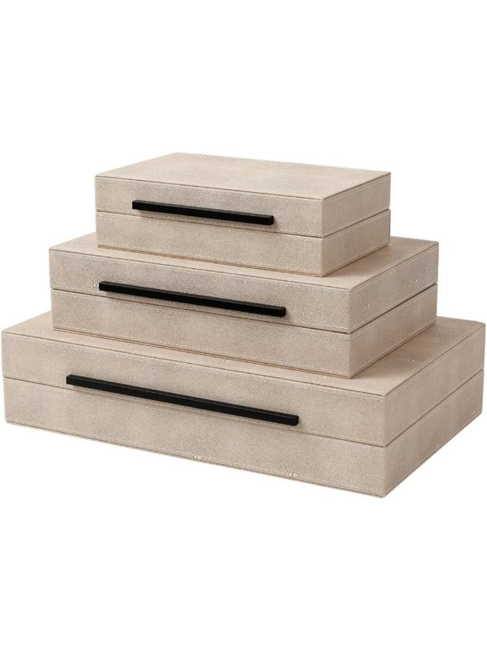 Set of 3 Faux Leather Decorative Boxes with Lids - Modern Home Decor & Organizer